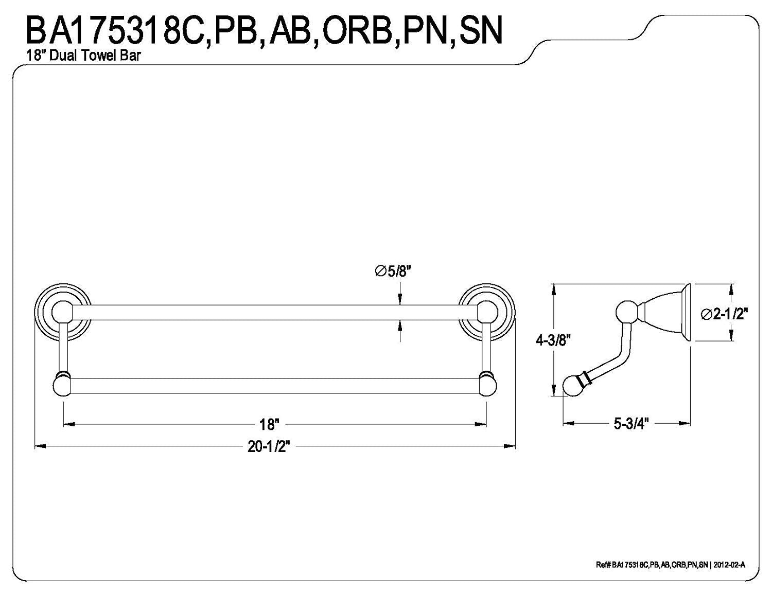 Kingston Brass Ba175318Ab Heritage Dual Towel-Bar, 18 Inch Length, Antique Brass
