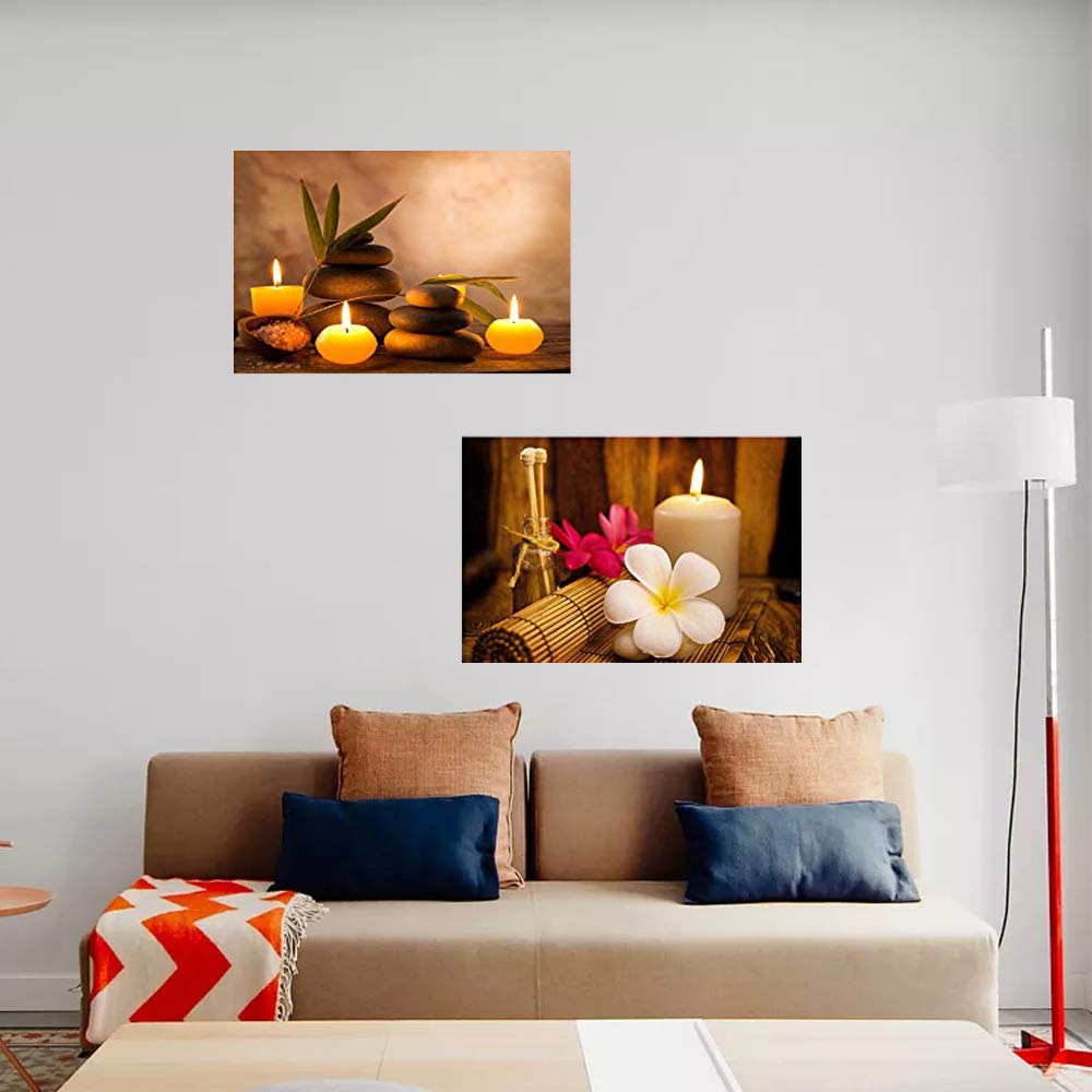 Wall26 - Canvas Prints Wall Art - Spa Still Life With Aromatic Candles And Frangipani | Modern Wall Decor/Home Decoration Stretc