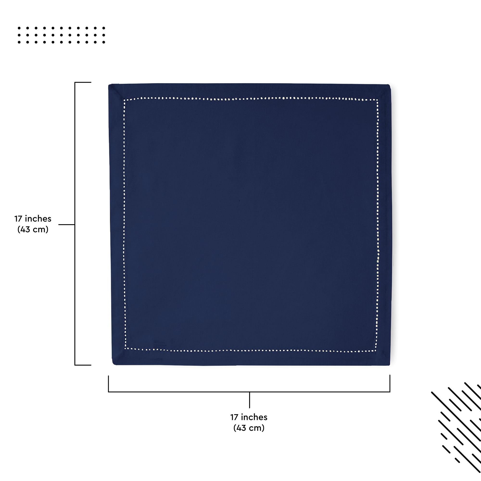 Encasa Xo Cloth Napkins Set Of 4 | Pure Cotton Hemstitched Design | Scotch Blue | Square 17''X17'' | Dining Table Napkins - Mach