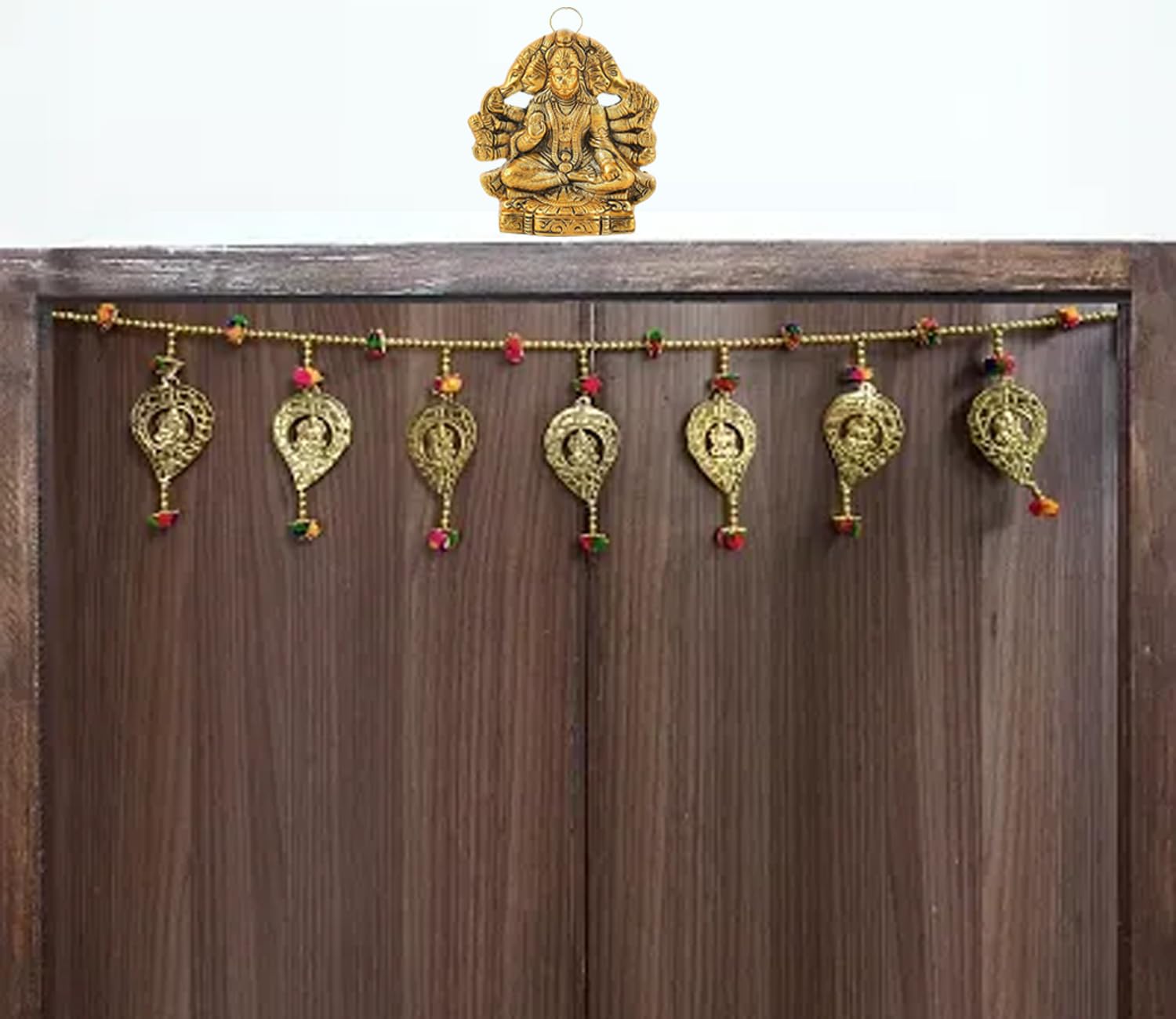 Kitlyn Metal Panchmukhi Hanuman Ji Murti / 5 Mukhi Hanuman Avatar/Panchmukhi Hanuman Ji Wall Hanging Door Entrance 5 Inches