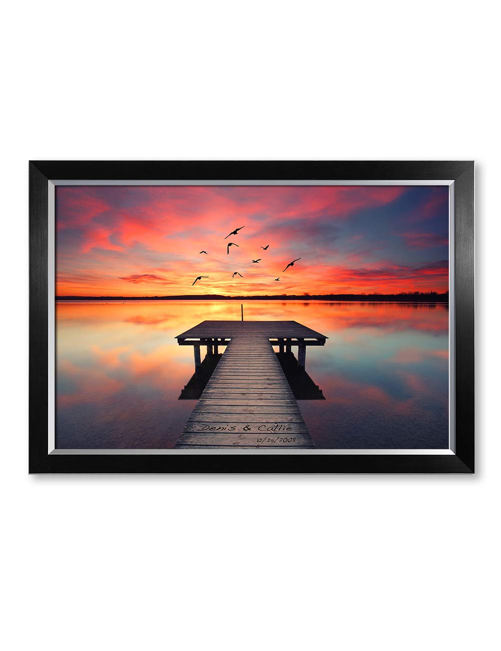 Ipic - Our Own Sunset Personalized Artwork With Names, Customized Gift For Anniversary. Giclee Wallart With High Grade Frame. Pi