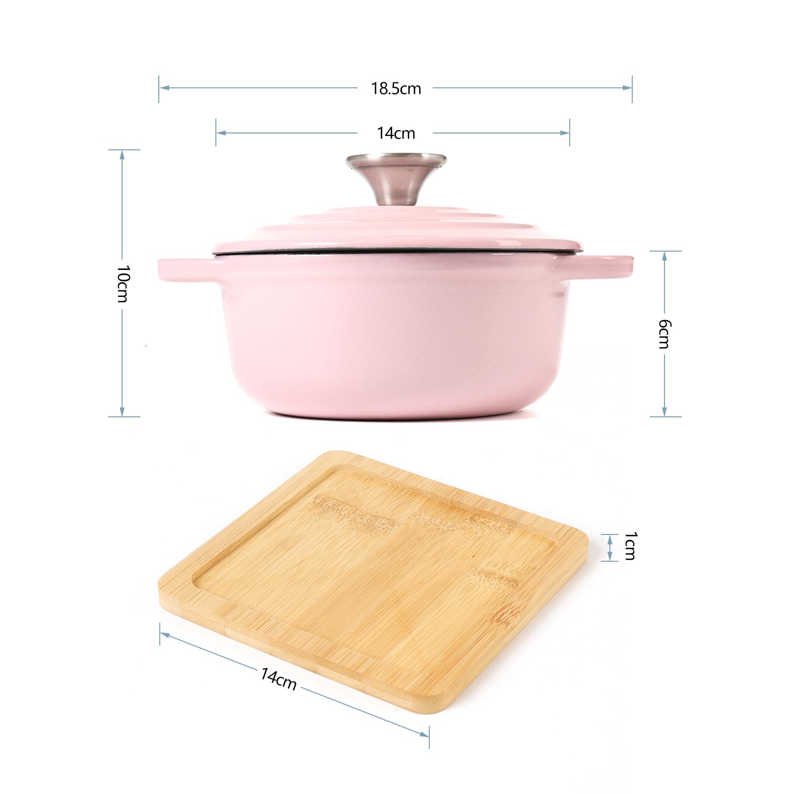 Hawok Enameled Cast Iron Mini Dutch Oven,Dia5.51Inch,23Oz, Set Of 2 Pink