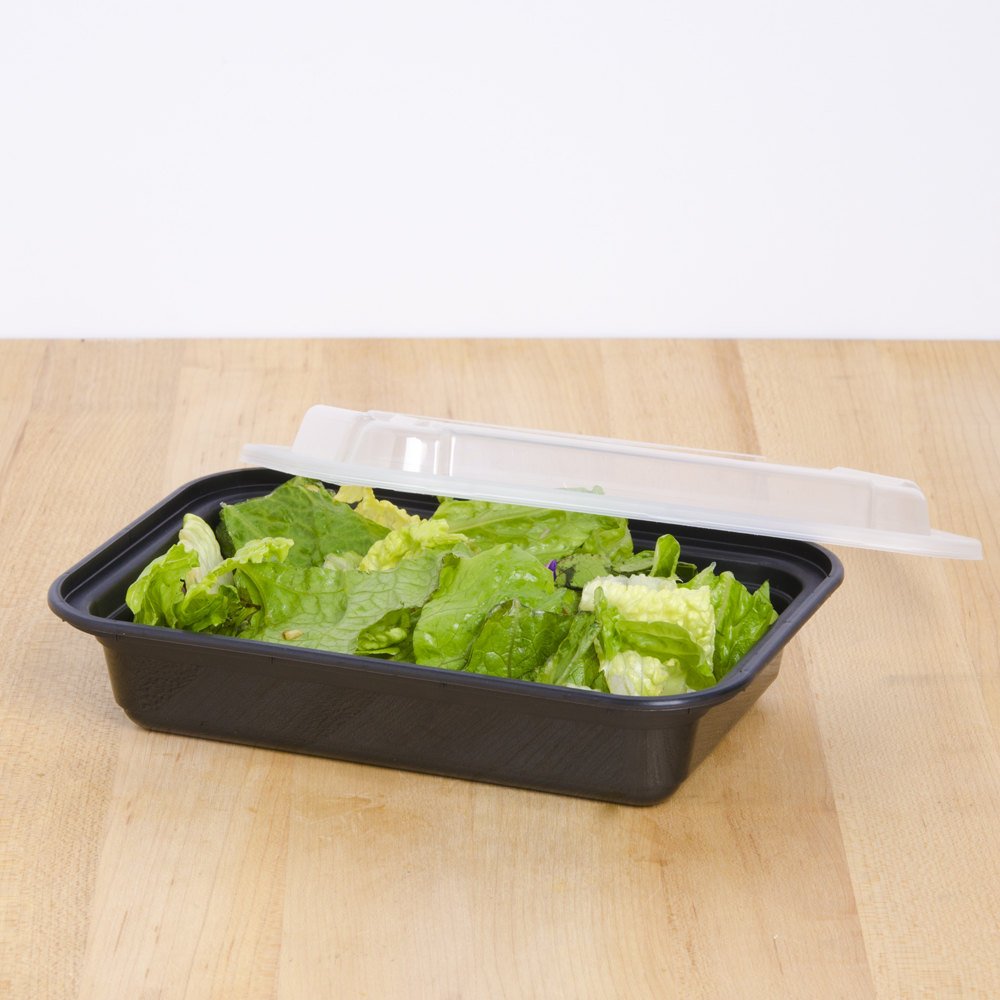 Green Direct Pack Of 10 (16 Oz) - Disposable Meal Prep And Take Out Black Food Containers With Lids, Plastic Bento Lunch Box To