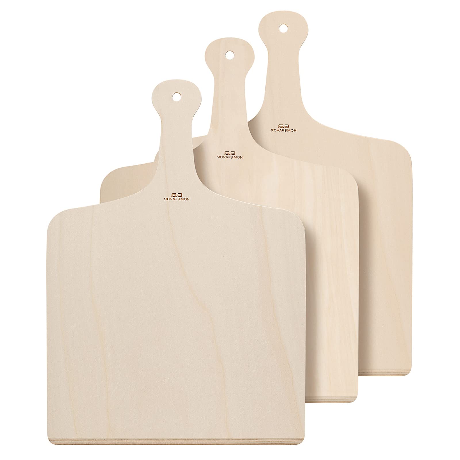 G.A Homefavor Pizza Peel [Set Of 3]-12 X 16 Inch Wooden Pizza Paddle-Pizza Turning Peels With Wood Handle-For Baking Homemade Pi