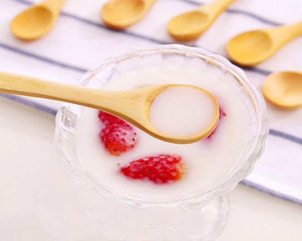 Foyara Small Wooden Salt Spoon Solid Wood Condiments Spoon Handmade Honey Teaspoon 5 Inch - Set Of 10