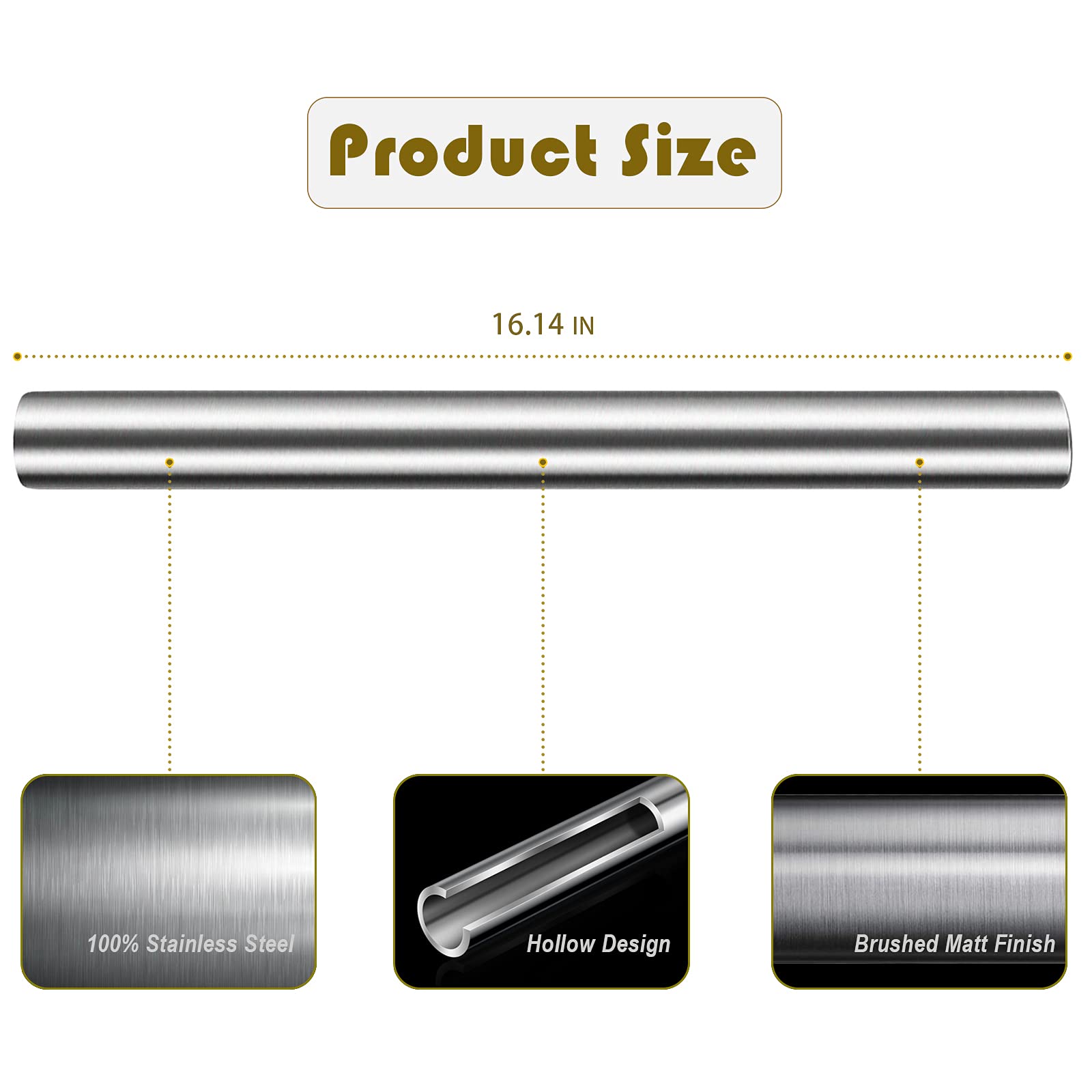 Stainless Steel Rolling Pin, Nonstick Rolling Pin For Baking Fondant, Pizza, Pie, Pastry, Pasta, Dough, Cookies