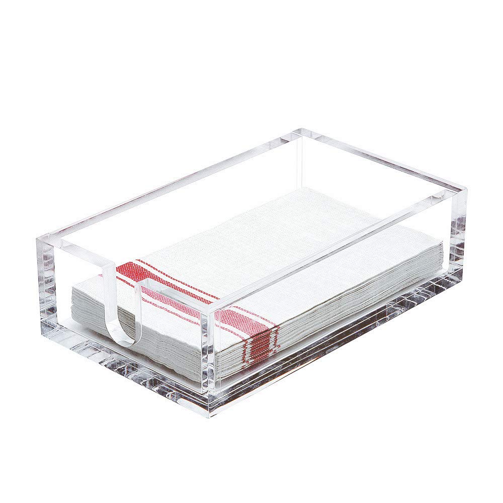 Ieek Acrylic Guest Towel Napkin Holder,Clear Bathroom Paper Hand Towels Storage Tray Modern Buffet Napkin Caddy,Fancy Flat Napki