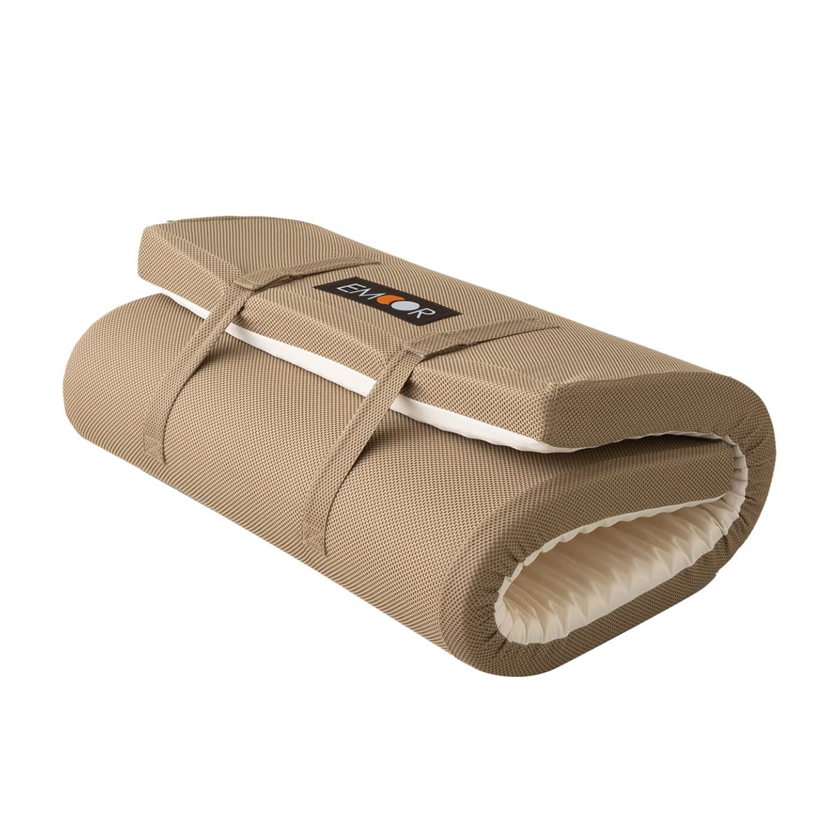 Emoor Roll-Type Floor Futon Mattress Relax Twin, Egg Crate Foam Pressure-Distribution Removable & Washable Cover Guest Use Japan
