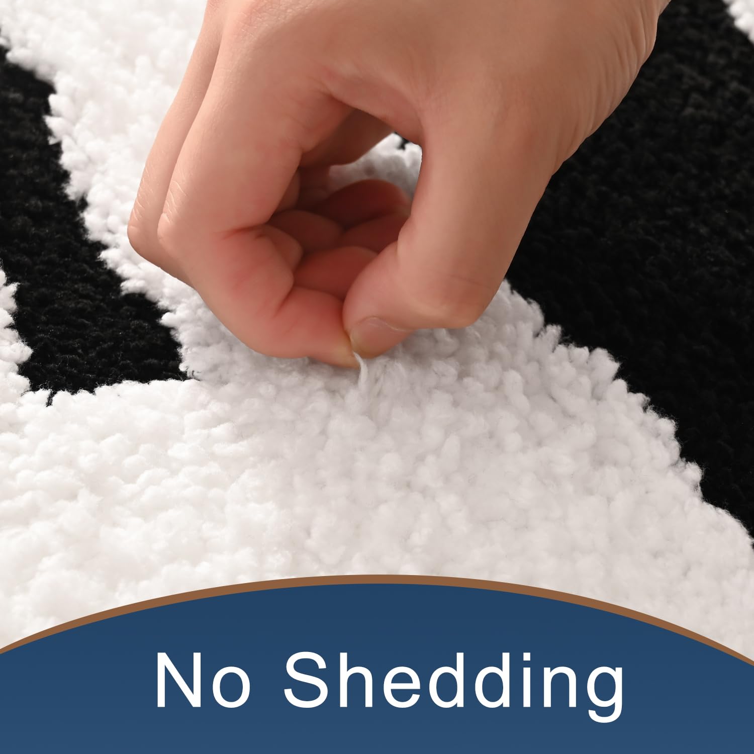 Anybar Bathroom Rug Black and White Bath Mats for Bathroom Non Slip Floor Mat  Thick Soft Shaggy Bath Rugs Cute Bathroom Deocr  Super Absorbent Bathmat Machine Washable Carpet for Shower 16 x 24