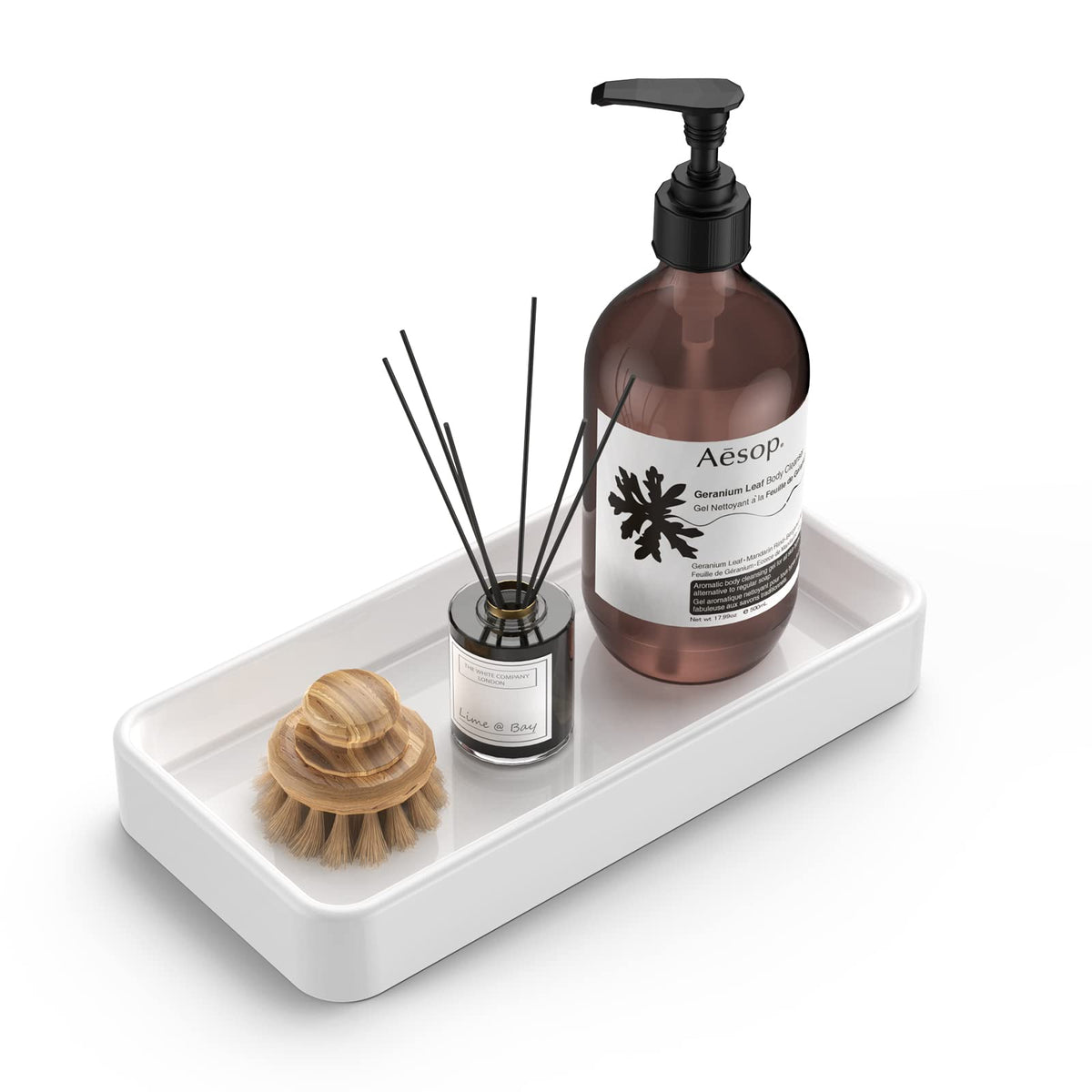Gurygo 8'' - Small Rectangular Vanity Tray For Bathroom - Ceramic Kitchen Soap Tray - Countertop And Vanity Tray - Comestic Hold