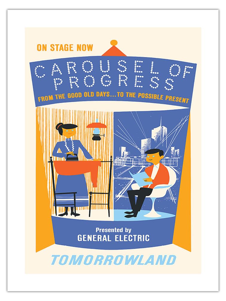 Disneyland - Tomorrowlands Carousel Of Progress - Vintage Advertising Poster C.1967 - Fine Art Matte Paper Print (Unframed) 18X2