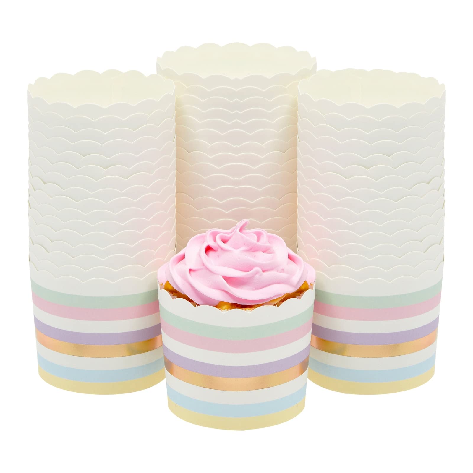 50-Pack Pastel Cupcake Liners - Large Paper Baking Cups For Birthdays, Home Baking, Bake Sales, Bridal Showers (2.2 In)