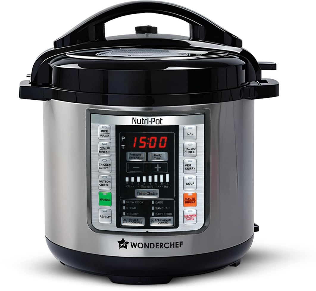 Wonderchef Nutri-Pot Electric Pressure Cooker With 7-In-1 Functions|18 Pre-Set Functions|Pressure Cooking, Saute/Pan Frying, Slo