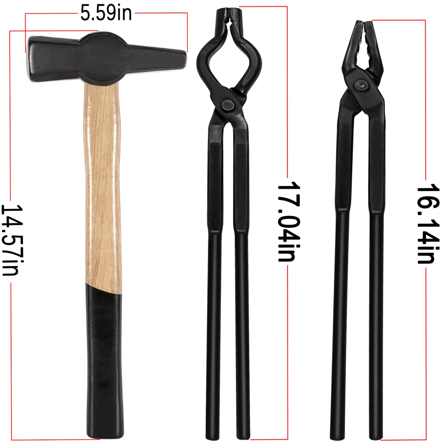 Blacksmiths Hammer & Blacksmith Tongs Forging Tongs Forge Tongs Blacksmithing Wolf Jaw Tongs & V-Bit Tongs Set