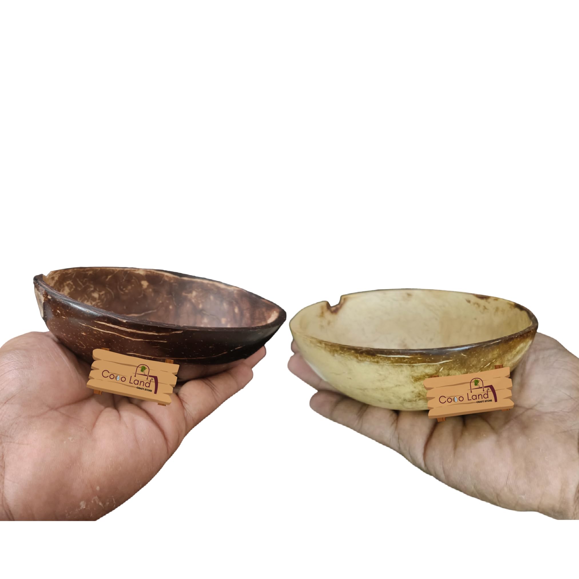 Coco Land Coconut Shell Pickle Pot (Combo Brown & White) 100 Ml |Coconut Oil Polished Decorative Pots,Chutney,Sausage,Smoothie,C