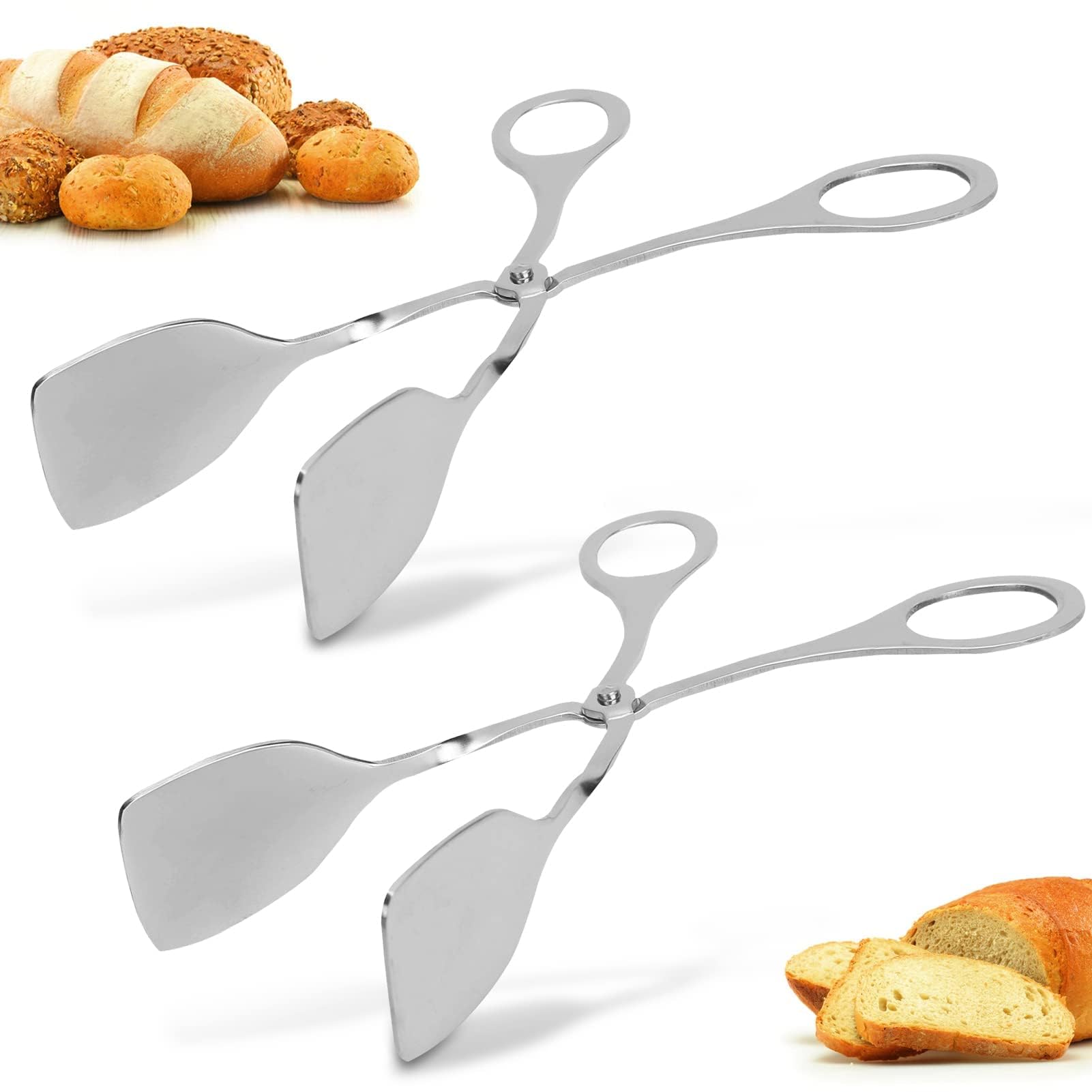 2 Pcs Tongs For Serving Food, Serving Tongs Stainless Steel Buffet Tongs Mini Tongs Bread Clip Food Tongs Scissors Shape Salad S