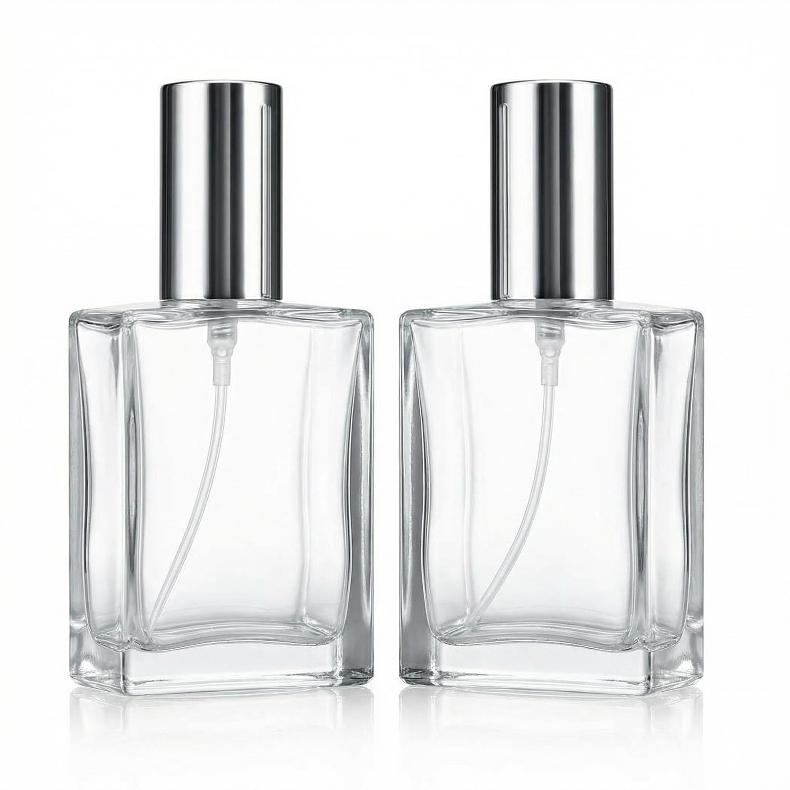 VANTOBEST 2Pcs 30ML/1oz Glass Perfume Bottles Empty Refillable Square Spray Atomizer Set Portable Mini Cosmetic Dispensers for T
