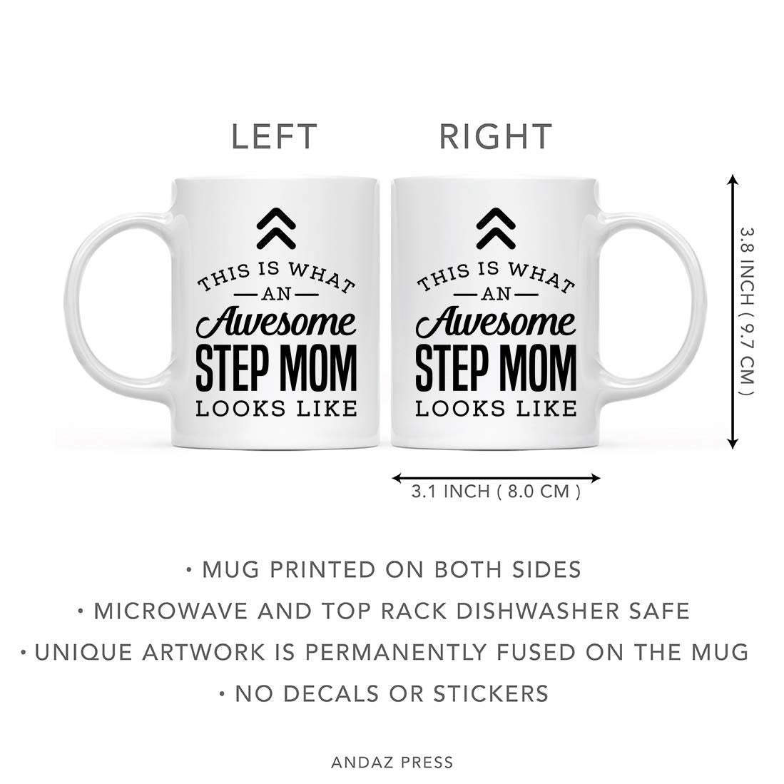 Andaz Press 11oz. Ceramic Coffee Tea Mug Gift, This is What an Awesome Step Mom Looks Like, 1-Pack, Birthday Gift Ideas Coworker