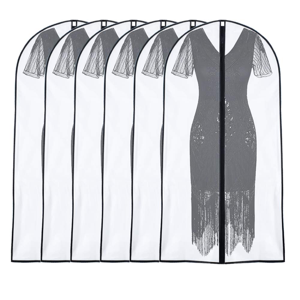 Garment Bag Cover 24'' x 48 '' (Set of 6) Suit Covers Protector for Coat  Jacket  Dresses Clothes Storage [Upgraded Version]