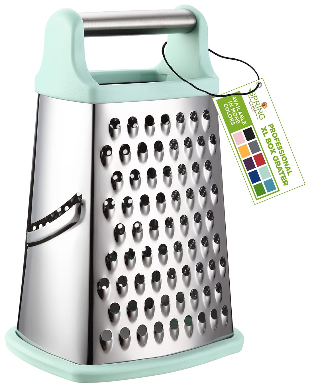 Spring Chef Professional Cheese Grater - Stainless Steel Box Grater For Kitchen, Xl Size - Perfect 4 Sided Shredder For Parmesan
