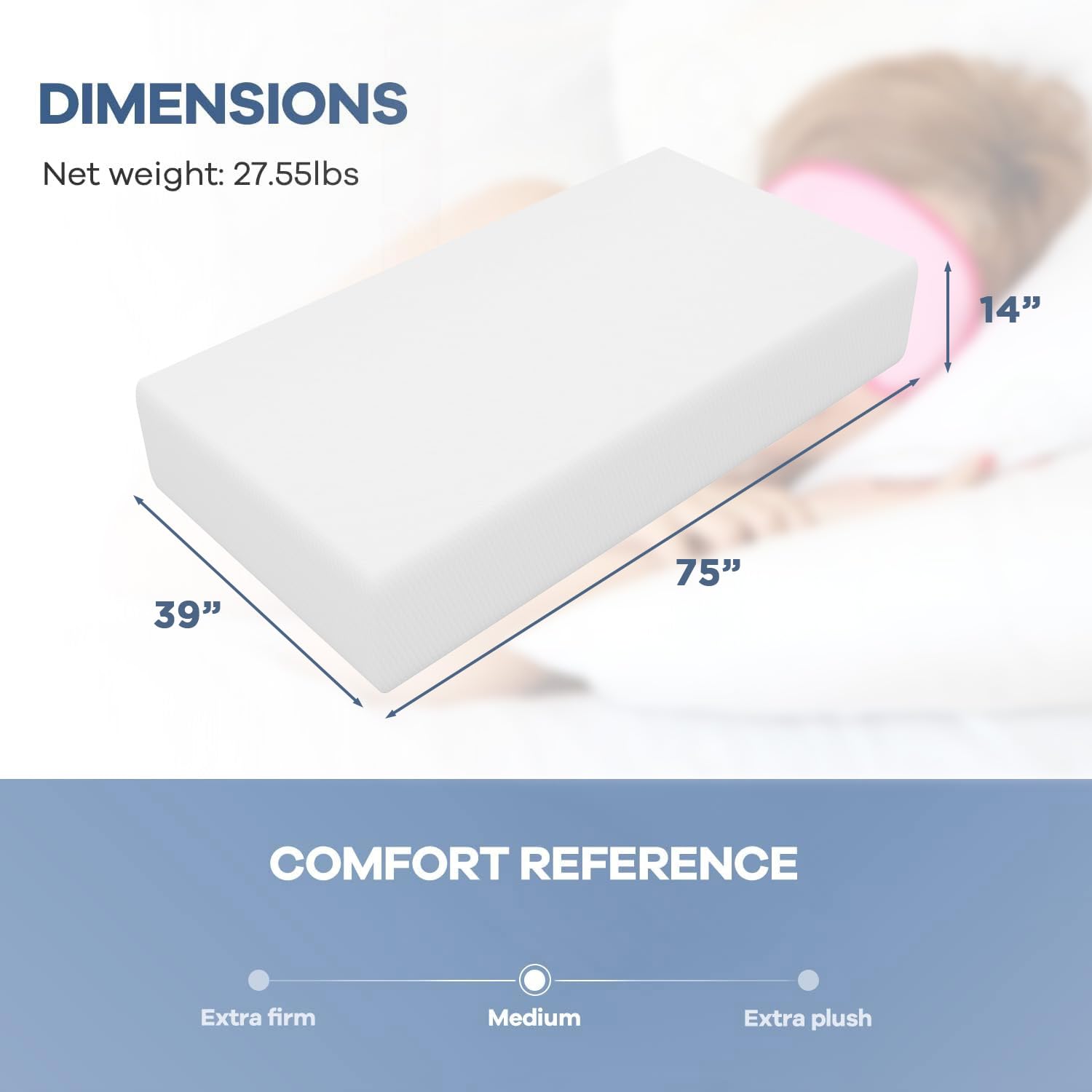 Nchanmar 14 Inch Twin Gel Memory Foam Mattress Pressure Relieving, Cooling Gel Foam, Certipur-Us Certified, Bed-In-A-Box, White