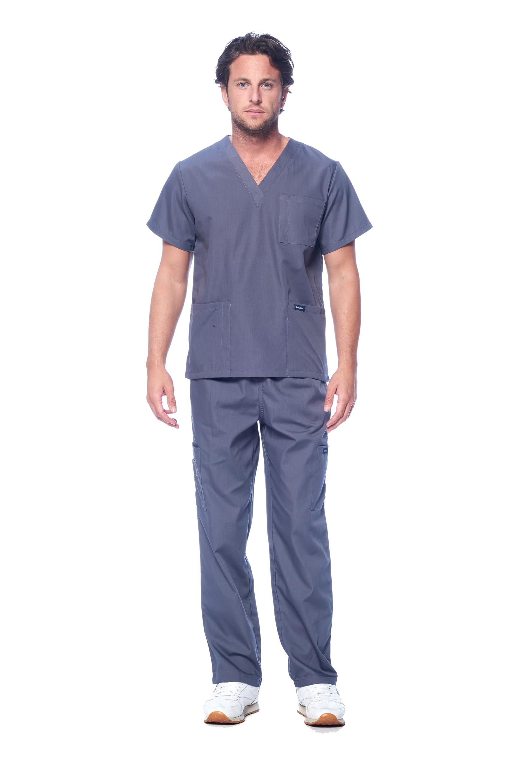 Dagacci Scrubs Medical Uniform Unisex Scrubs Set Medical Scrubs Top And Pants (Xx-Large, Petwer Gray)
