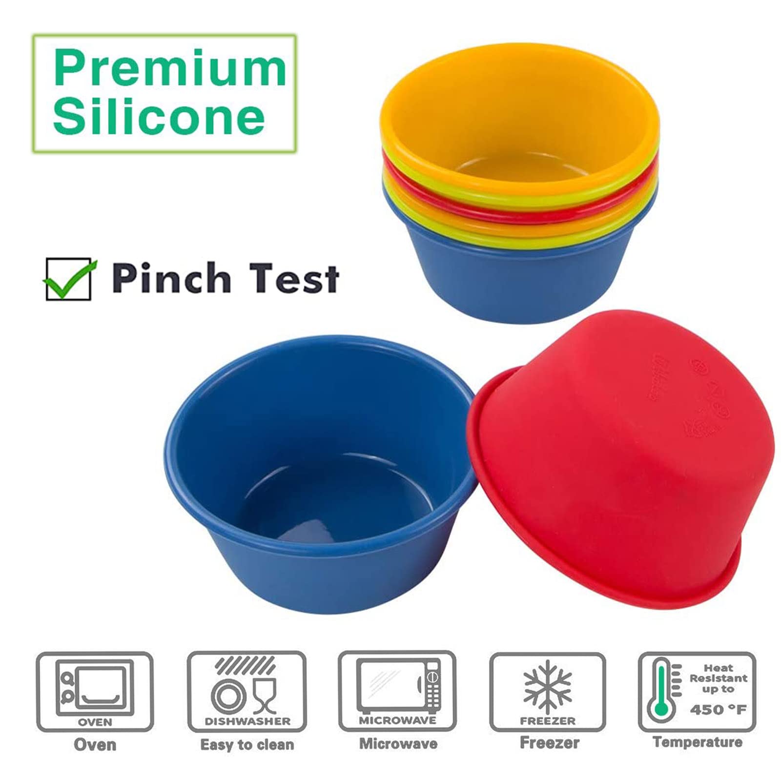 Webake Silicone Cupcake Baking Cups Set Of 8, Air Fryer Muffin Pan Jumbo Muffin Liners Reusable Large Individual Muffin Tin, 3.5