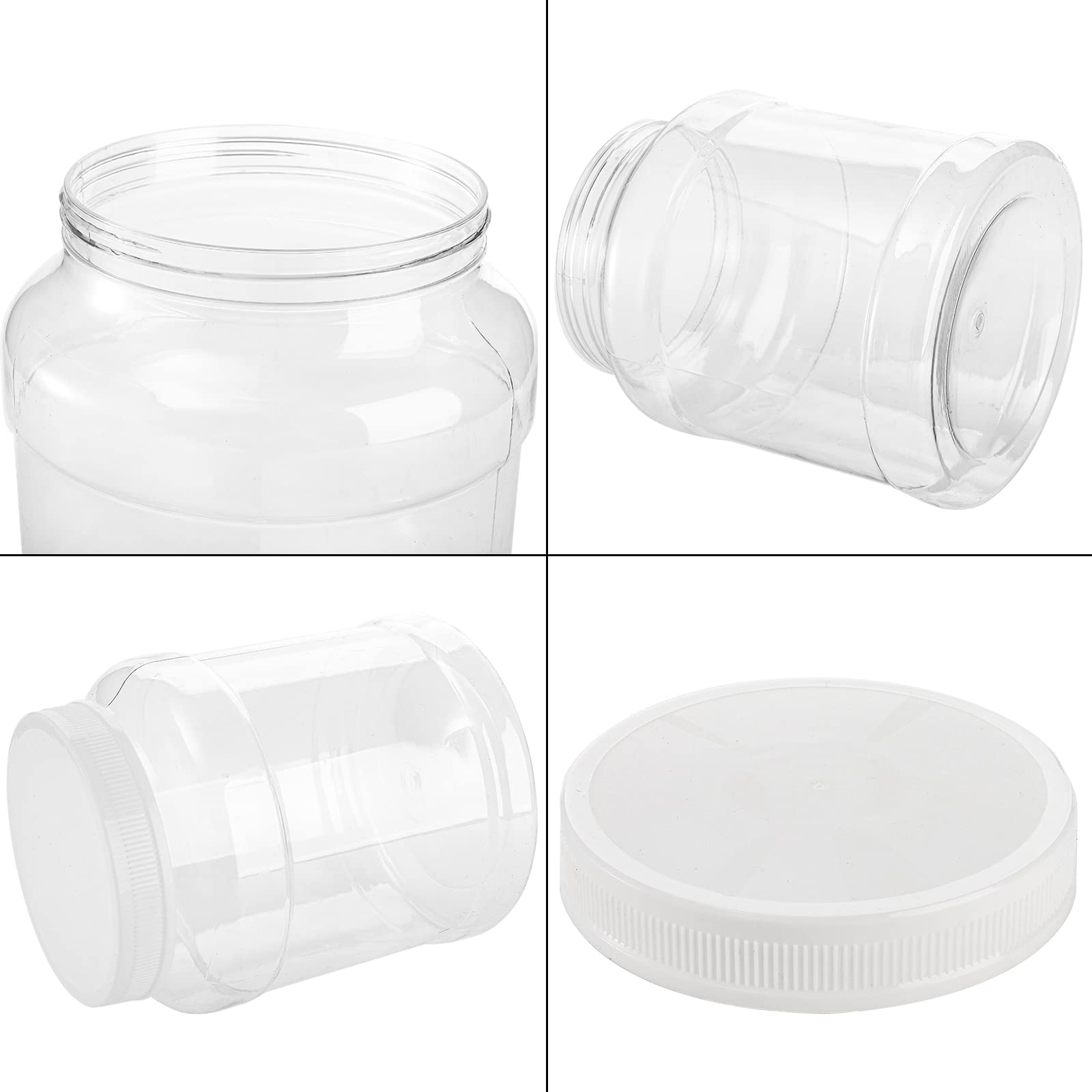 Okllen 4 Pack 80 Fl Oz 5/8 Gallon Clear Plastic Jars With Lids, Large Empty Storage Gallon Containers Round Canisters For Nut, S