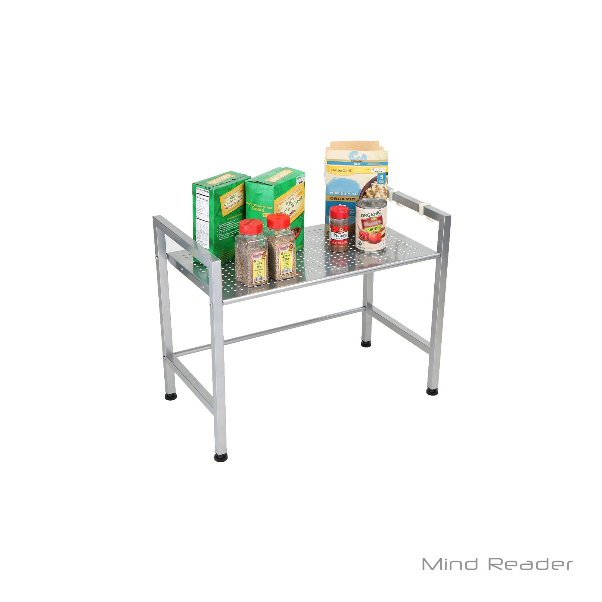 Mind Reader Kitchen Storage, Microwave Stand, Shelf Organizer, Rack Shelf, Metal, 23.75''L X 12.75''W X 18.75''H, Silver