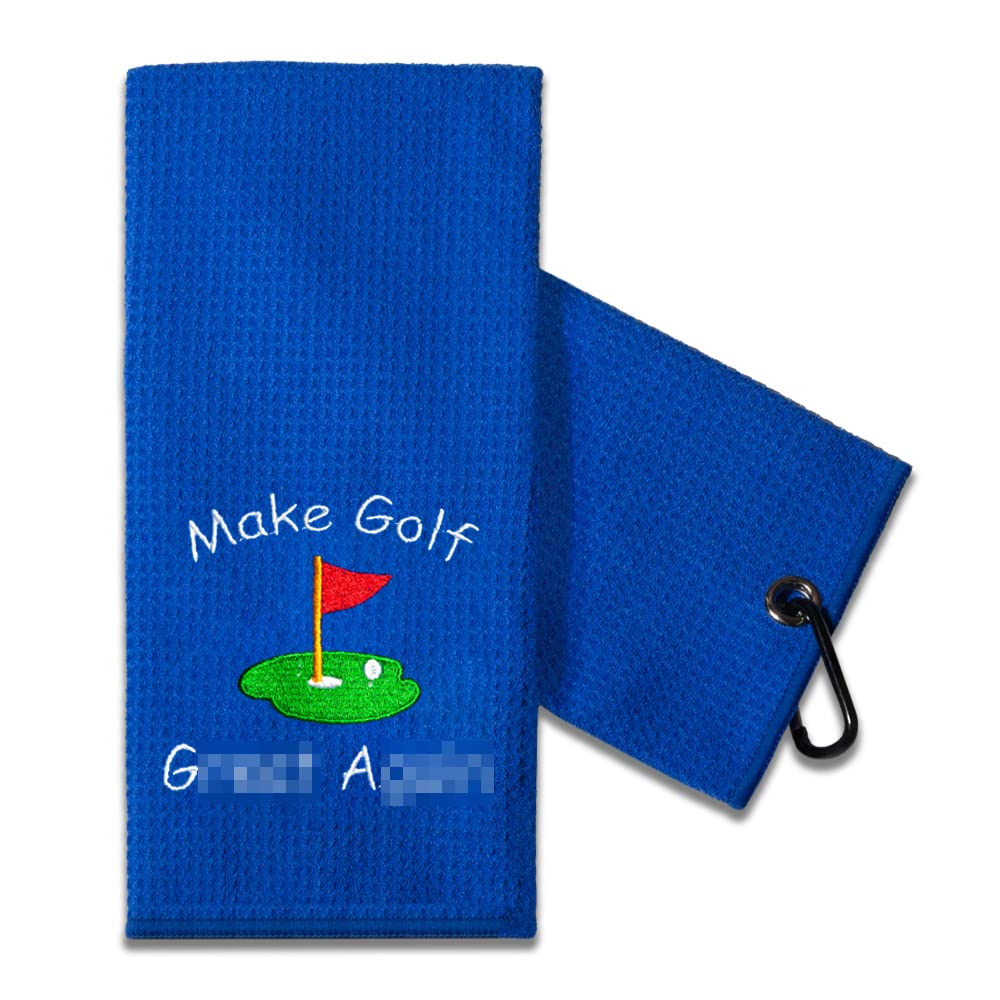 TOUNER Funny Golf Towel Gifts for Dad, Retirement Gifts for Men Golfer, Funny Embroidered Golf Towel for Golfing Bags with Clip 