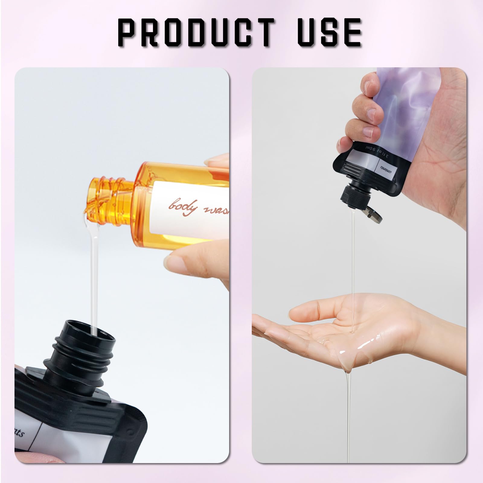 Binxus 16 Pcs Leak Proof Empty Squeeze Pouches, Portable Travel Fluid Makeup Packing Bag Plastic Refillable Squeeze Pouches For