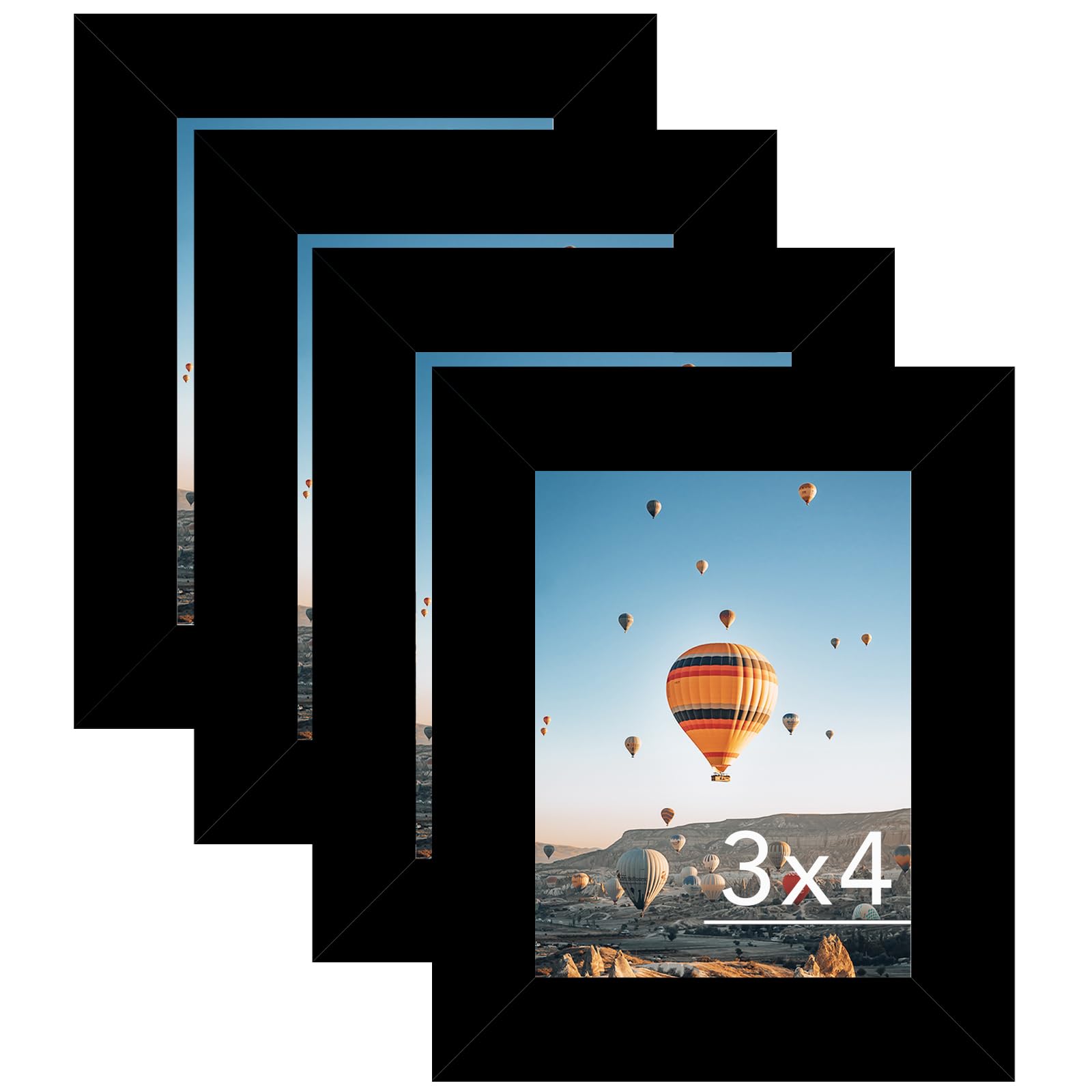 JCJMY 3x4 Picture Frame Set of 4 for Tabletop or Wall, 3 x 4 Wall Gallery Poster Photo Frame with Shatter Resistant Plexiglass, 