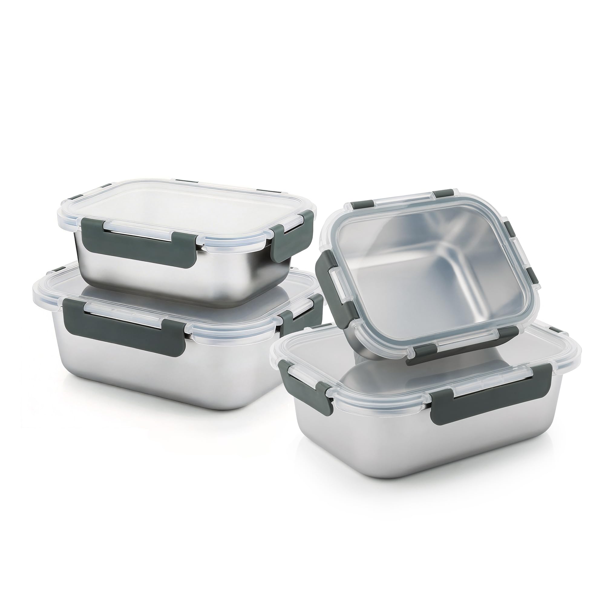 4 PCS Stainless Steel Lunch Box 4Size Food Storage Containers with Lids