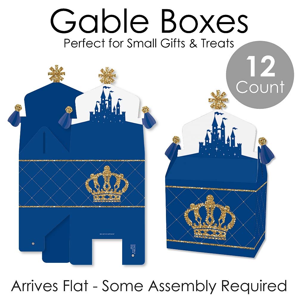Big Dot Of Happiness Royal Prince Charming - Treat Box Party Favors - Baby Shower Or Birthday Party Goodie Gable Boxes - Set Of