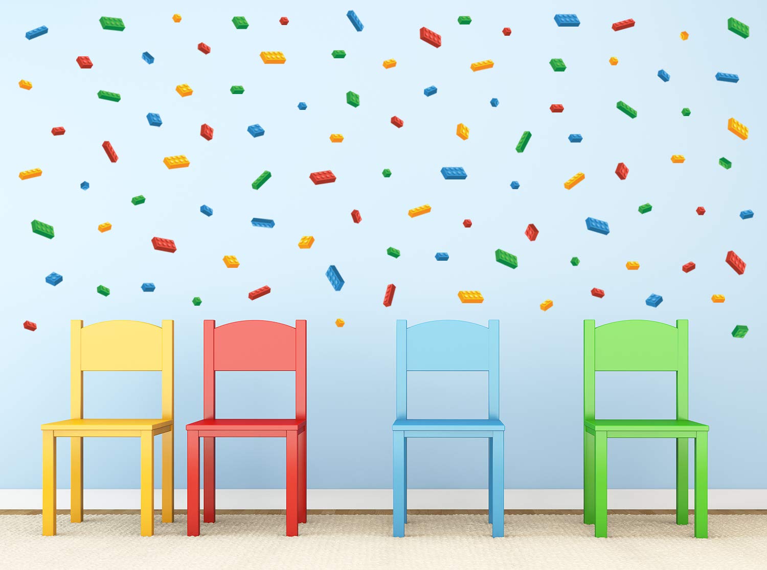 Block Bench Decals Sunny Decals Mini- Building Block Bricks Fabric Wall Decals, Set Of 98 ...