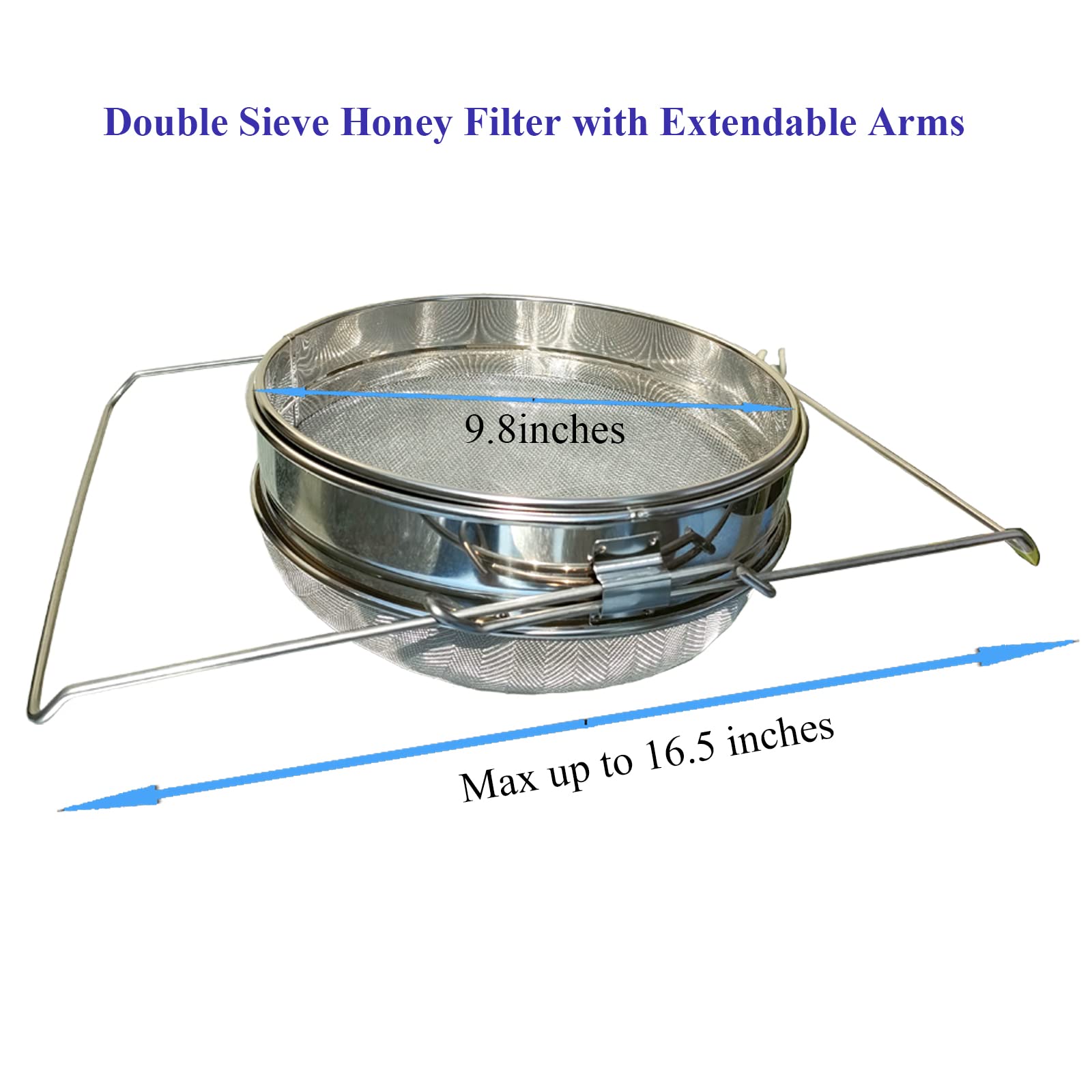 Honey Strainer For 5 Gallon Bucket Stainless Steel Double Sieve Honey Filter Strainer For Clean Honey With Up To 16.5 Inches Ext