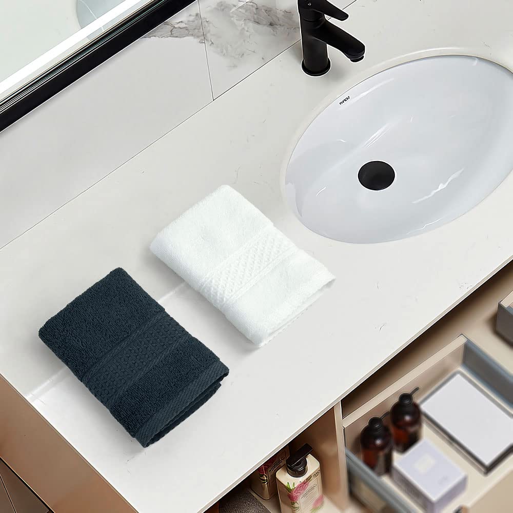 Cleanbear Extra Soft Wash Cloths Washcloths Set 6-Pack 13 X 13 Inches, Highly Absorbent Facecloths (Dark Gray & White)