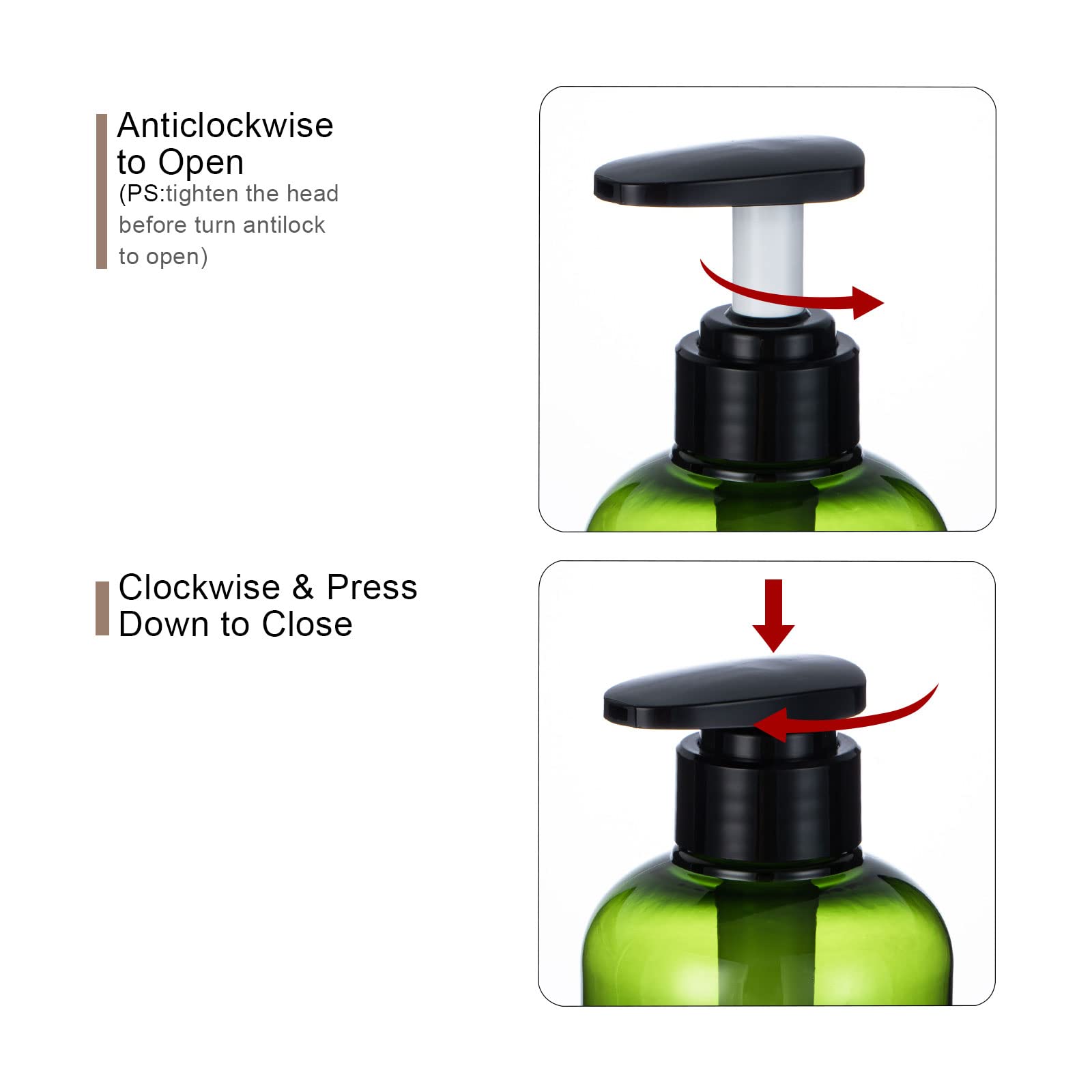 Yeeco Clear Green Pump Bottle,10Oz/300Ml 3 Packs Shampoo Bottles Shampoo Pump Bottle Refillable Soap Dispenser Shampoo And Condi