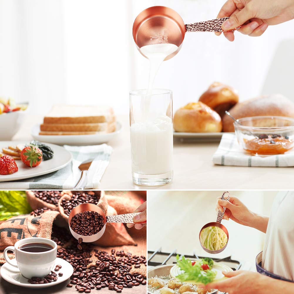 Number-One Copper Stainless Steel Measuring Cups Sets, Rose Gold Set Of 4 Stackable Measuring Cups With Measurements Scale, Kitc