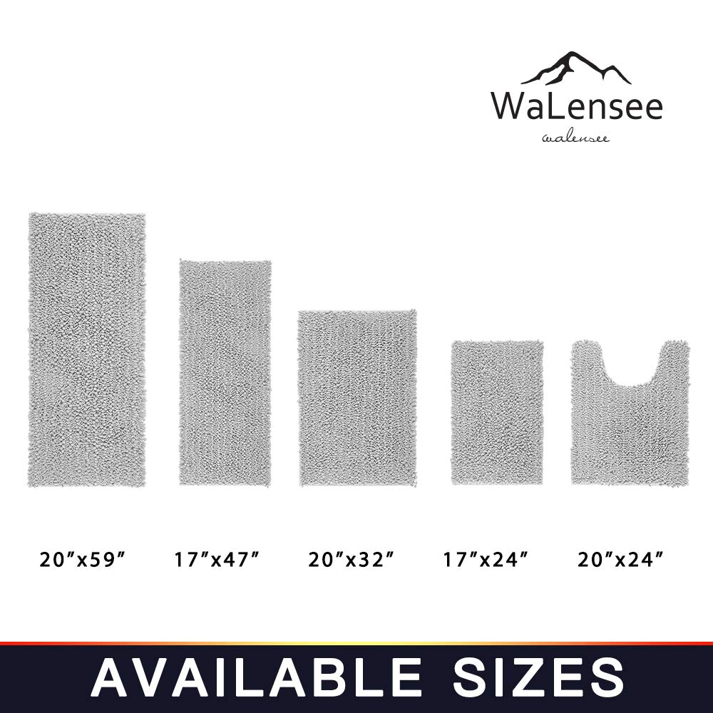 Walensee Bathroom Contour Rug Non Slip Toilet U Shaped Bath Mat (20X24, Light Grey) Water Absorbent Super Soft Shaggy Chenille M