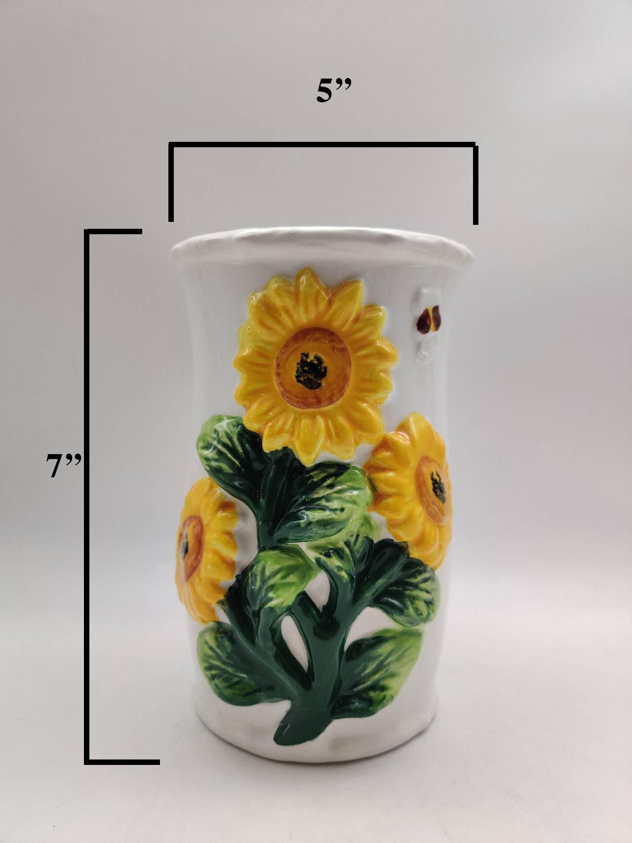 ACK Utensil Holder with Tool (3-D Sunflower)  Utensil Crock  Modern Kitchen Decor  Kitchen Storage
