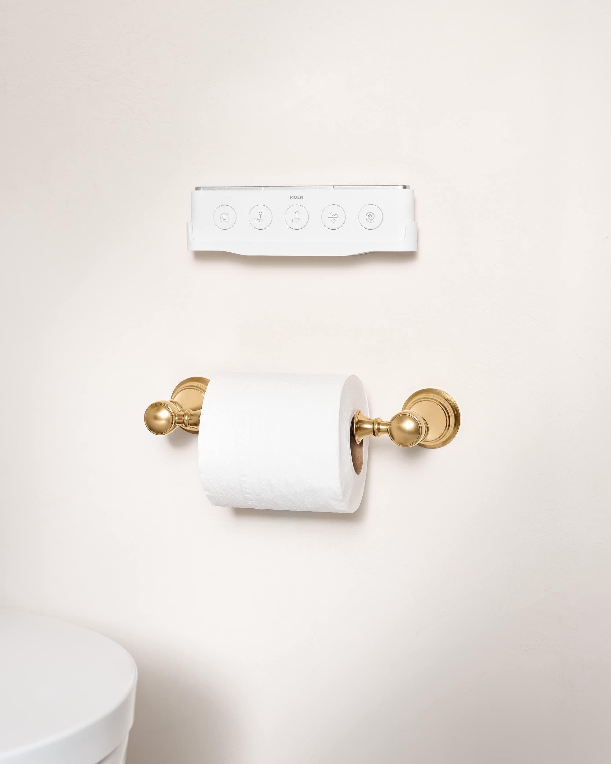 Moen Weymouth Brushed Gold Pivoting Double Post Toilet Paper Holder, Yb8408Bg