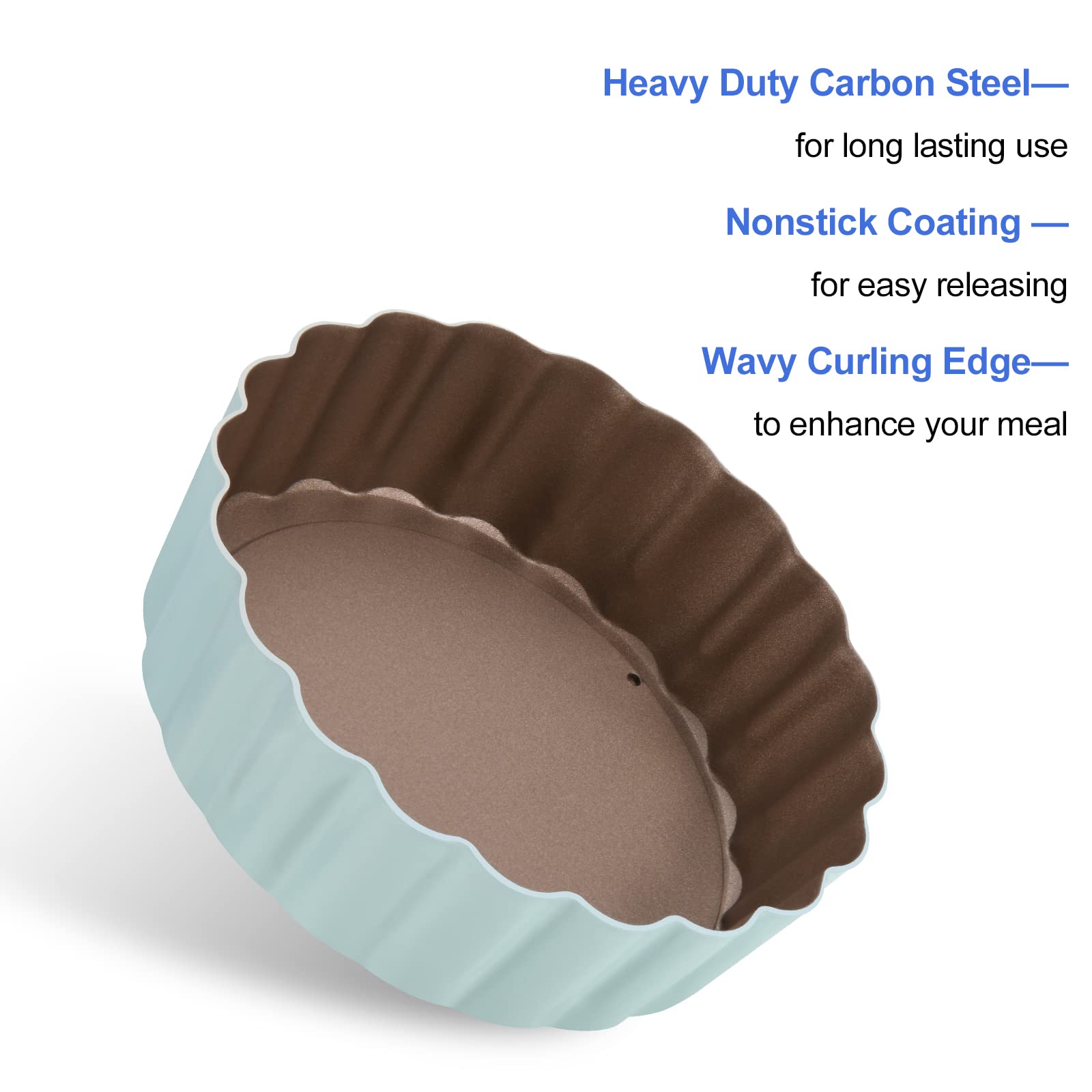 Cggyyz Mini Round Tart Pan With Removable Bottom, Nonstick Mini Pie Pans For Baking, Carbon Steel Quiche Pan Set For Cupcake Muf