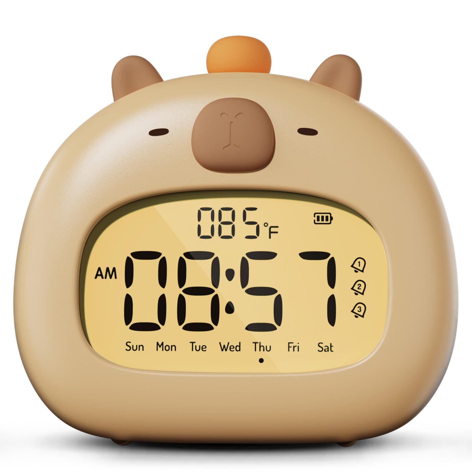 WANIDEA Cute Capybara Alarm Clock,Kids Alarm Clock,Cute Alarm Cocks for Bedrooms Timer, Snooze, Adjustable Brightness,Boys, Girl