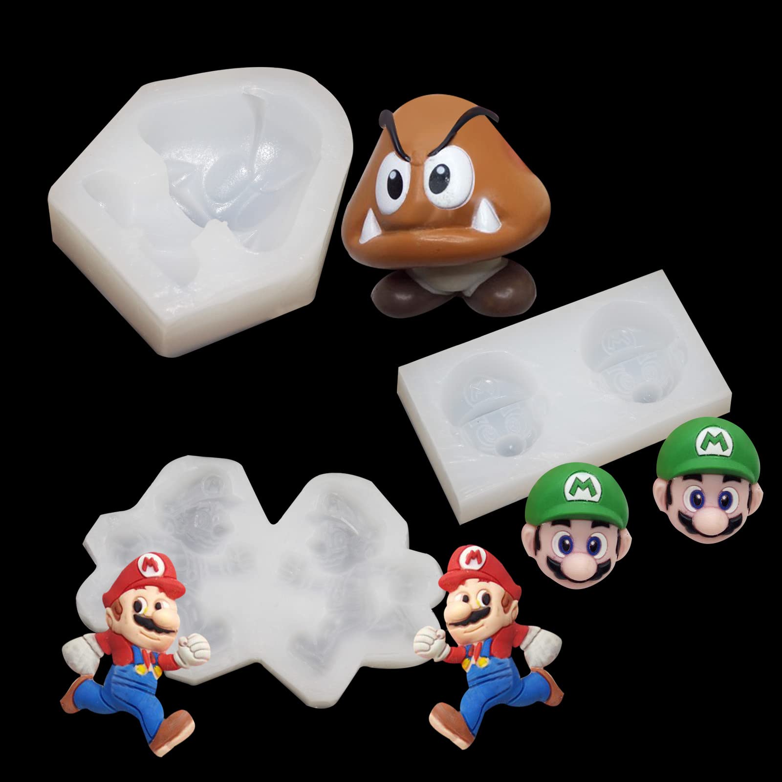 3 Pieces Super Mario Fondant Mold Silicone Cartoon Mold Silicone Chocolate Candy Mold Cookie Gum Paste Mold Cake Decorating Mold