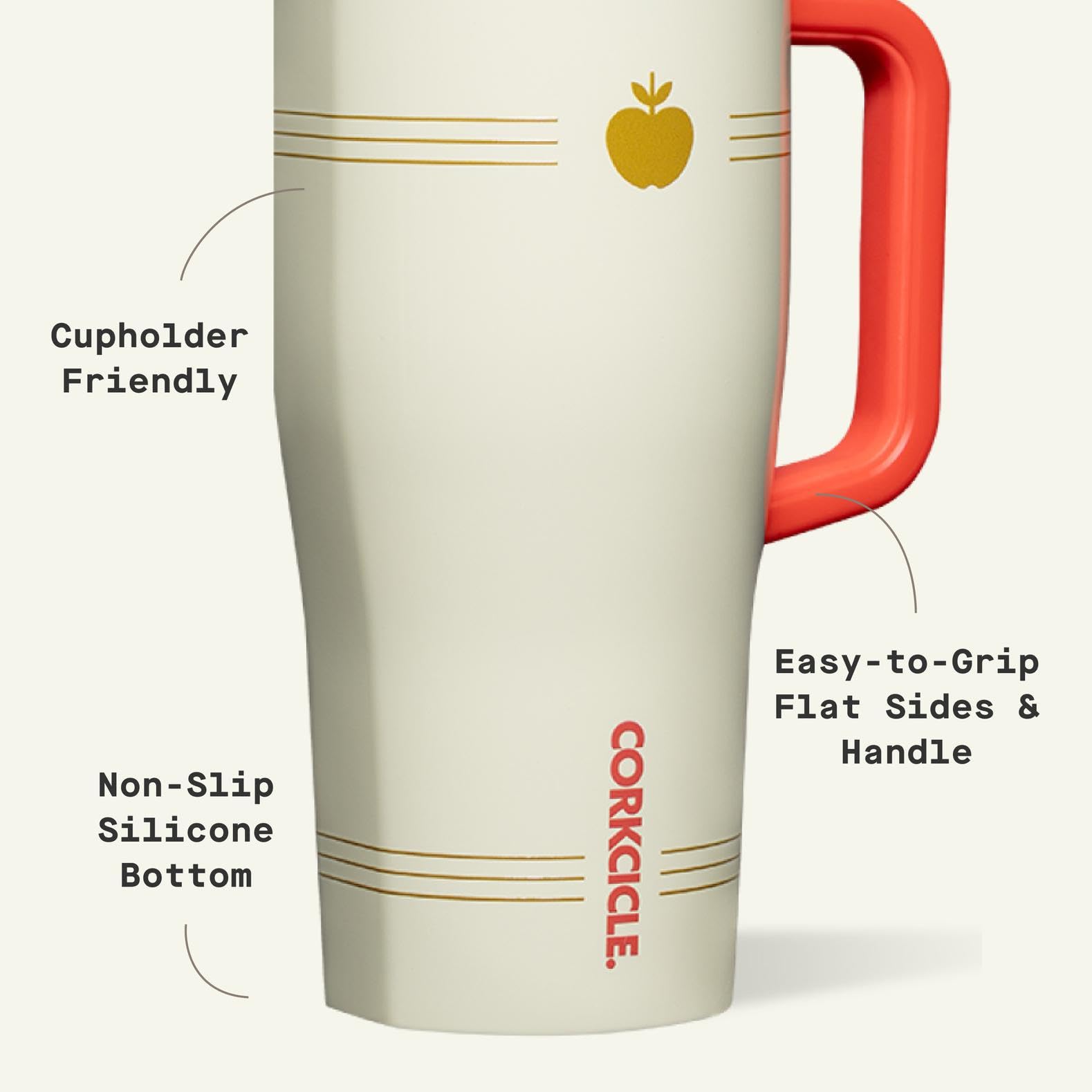 Corkcicle Cruiser - Insulated Tumbler with Handle - Keeps Drinks Cold 20 Hours - Spill-Proof Dual Lid - Triple-Insulated - Summe
