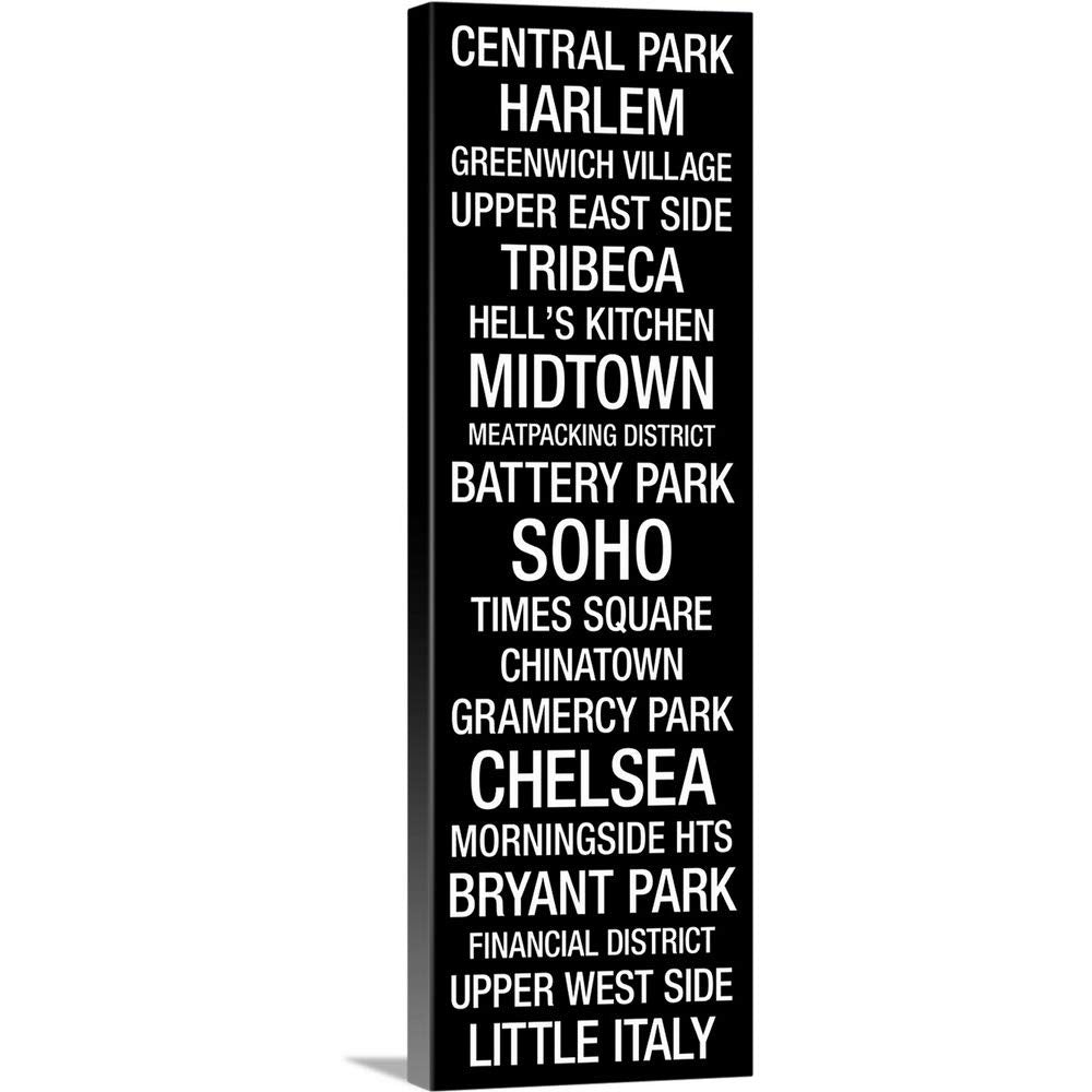 Canvas On Demand Bus Roll: New York City Neighborhoods Canvas Wall Art Print By Kate Lillyson, Home Decor, Black And White Artwo