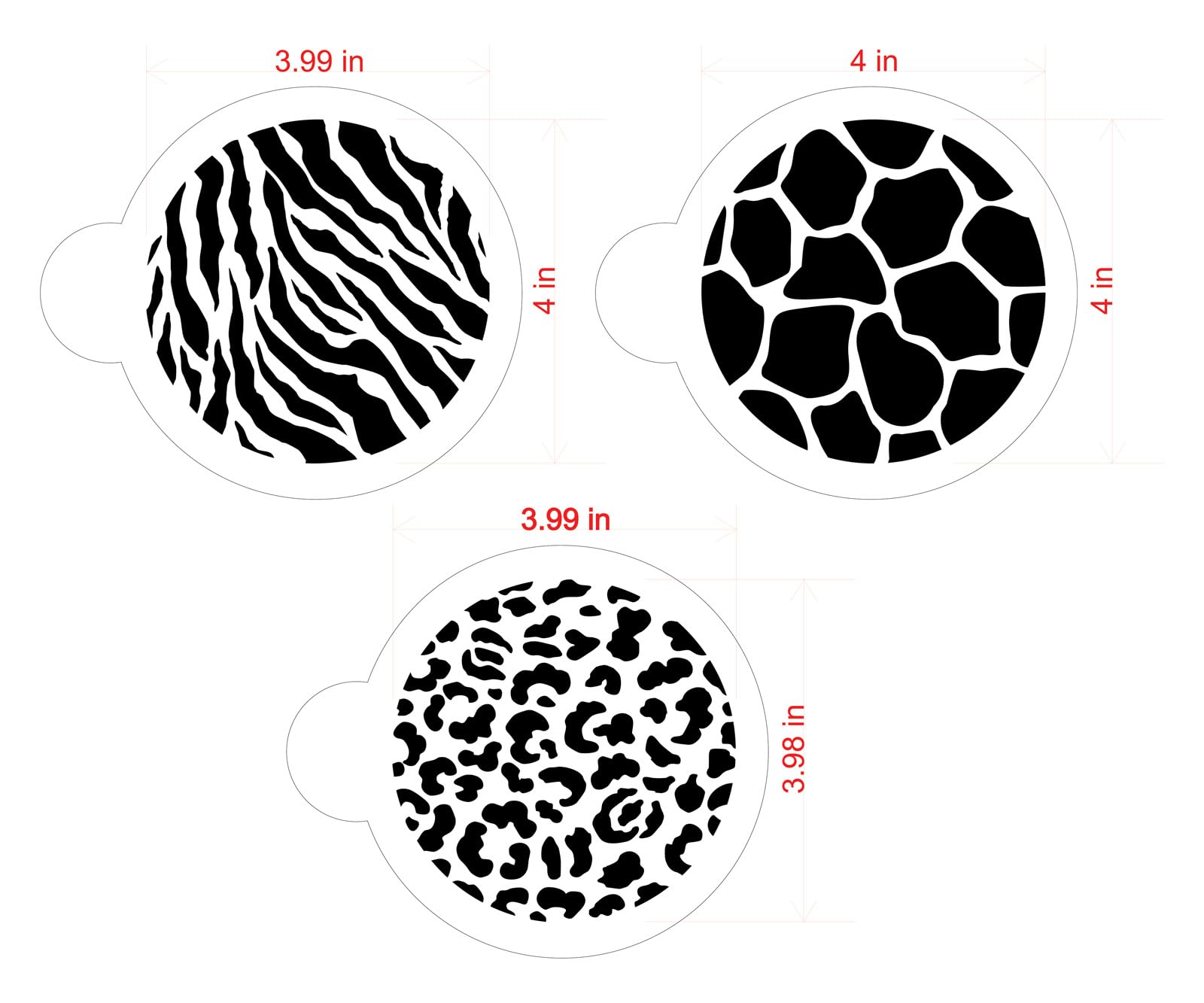 Designer Stencils Cookie Stencil Animal Skins, 4-Inch, Beige/Semi-Transparent