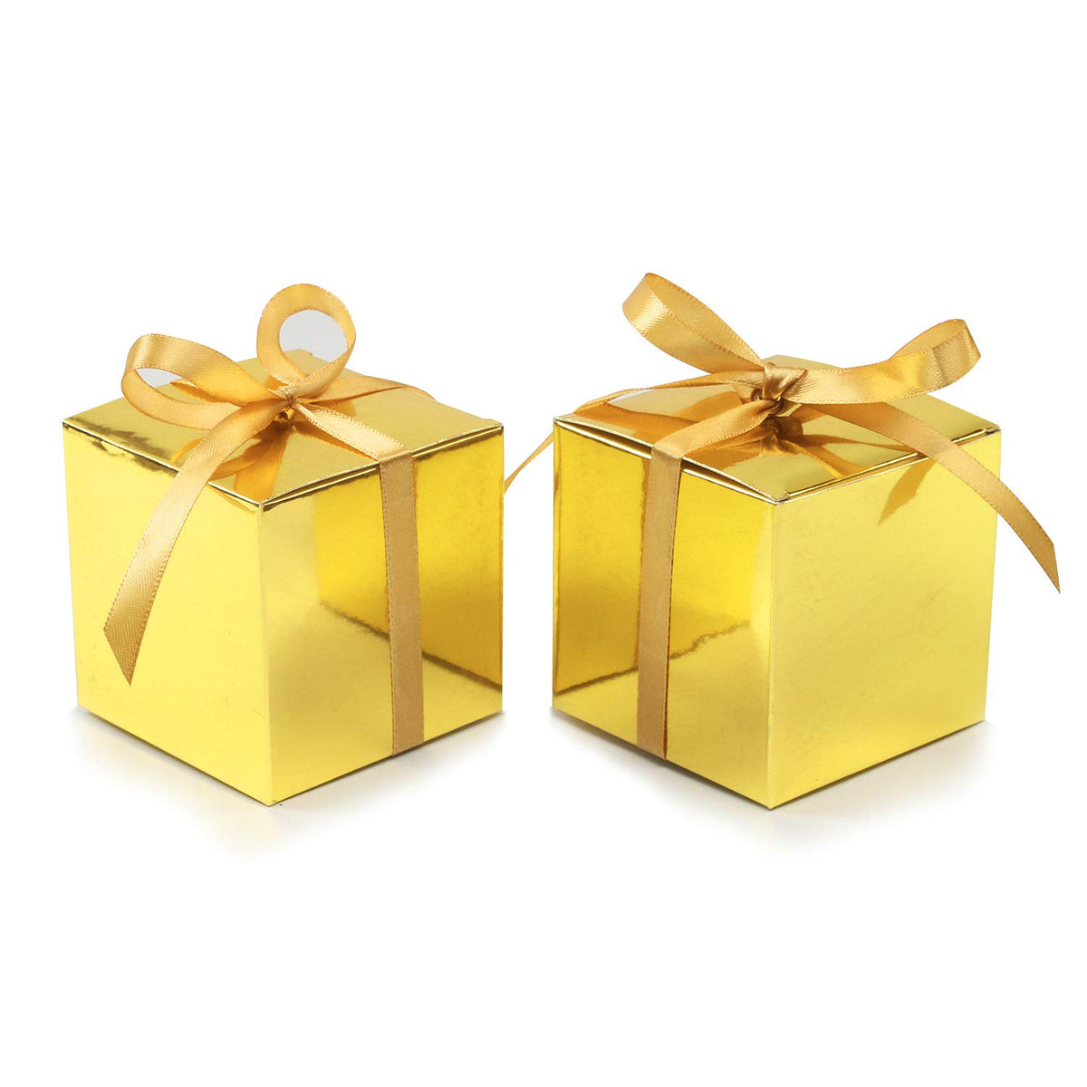 Cotopher 100Pcs Small Gift Boxes, Favor Boxes 2X2X2 Inches Paper Gift Boxes With Ribbons Candy Box For Wedding Favors Baby Showe