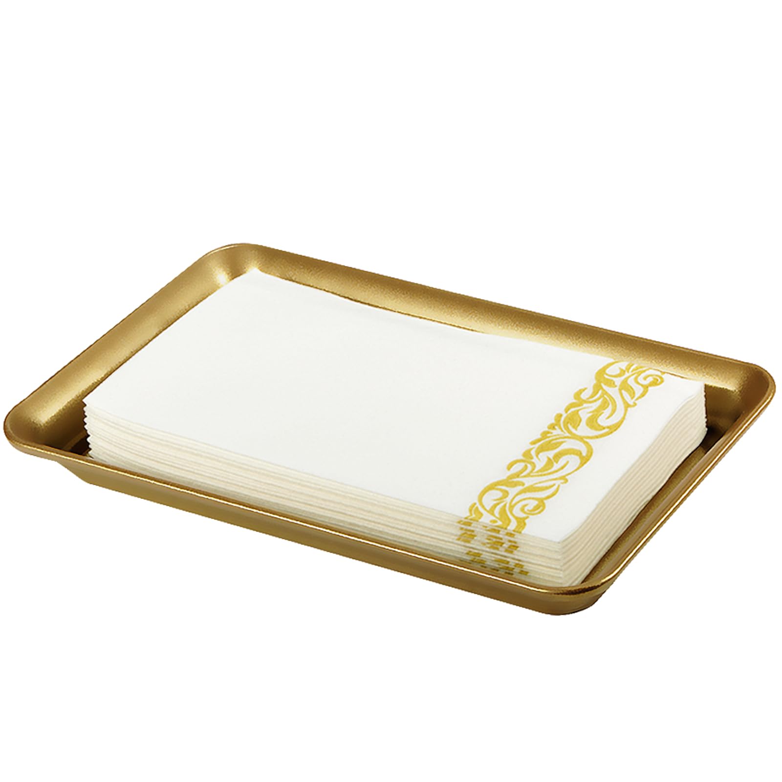Vintage Farmhouse Decor Metal Vanity Tray (1 Pack), Countertop Guest Hand Towel Storage Tray Dispenser Organizer, Sturdy Bathroo